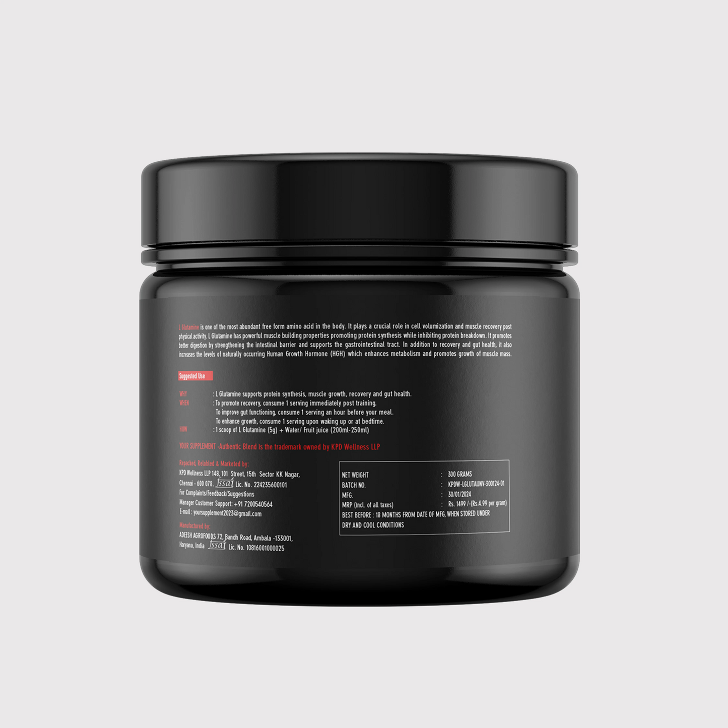 Vegan L - Glutamine – Muscle Recovery | Gut Health Boost