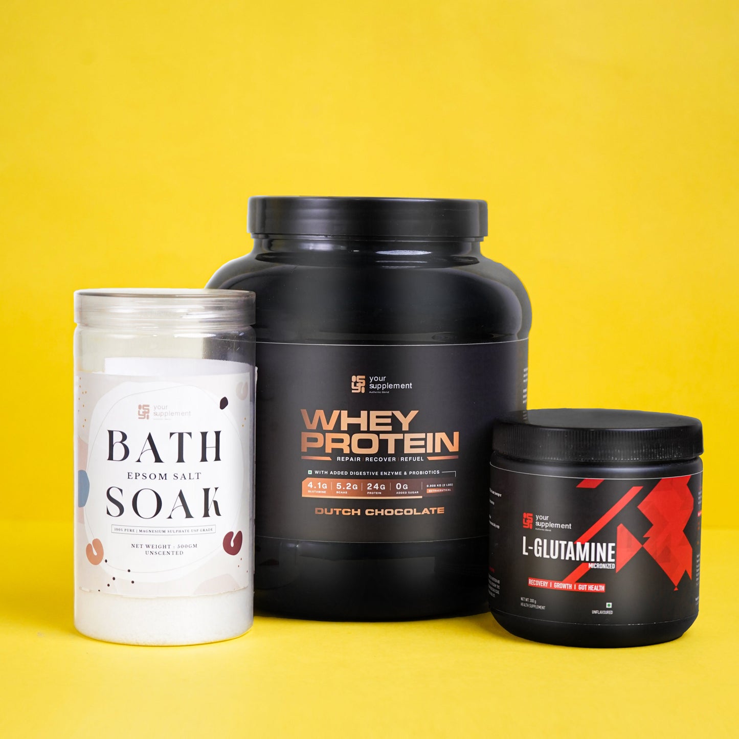 Recovery Essentials – Whey Protein, L - Glutamine & Epsom Salt for Athletes
