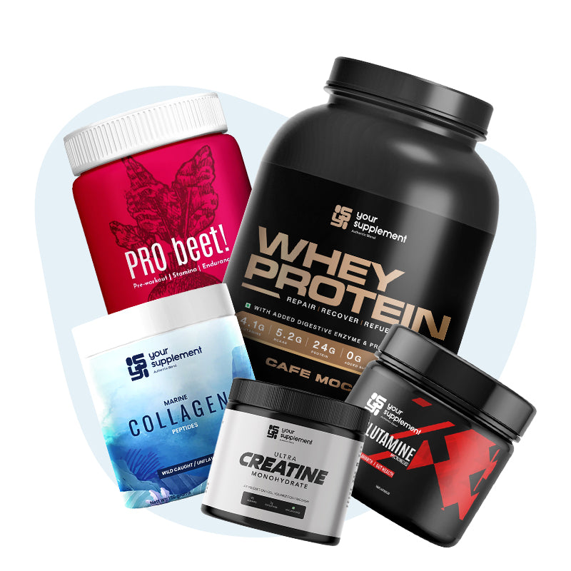 Your-Supplement-combo-products-probeet-whey-protein-collagen-creatine-L-glutamine